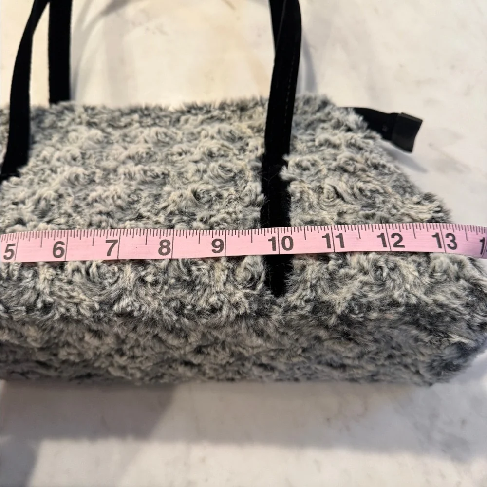 Pandemonium Seattle Faux Fur Handbag Black & Gray Rose Texture